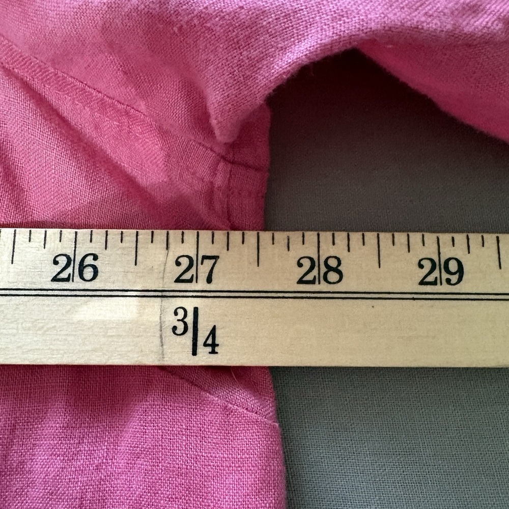 J Jill Love Linen Shirt Womens 2X Watermelon Pink Button Front Tunic Top Coastal - Picture 13 of 14